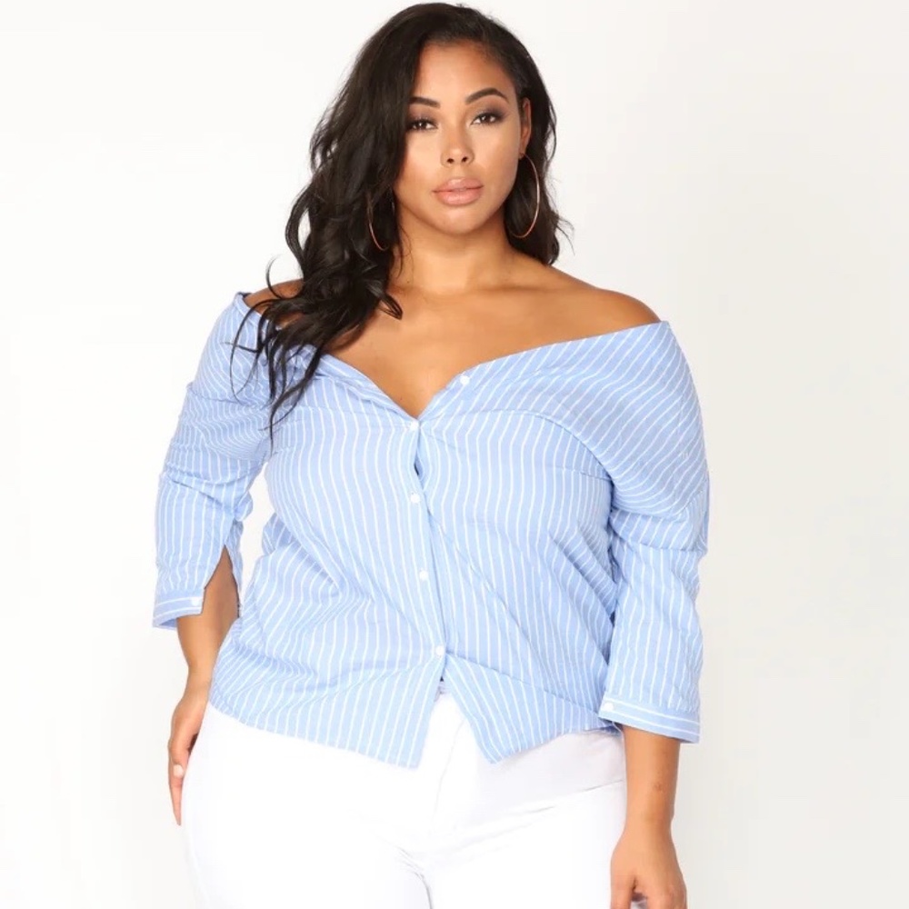 Fashion Nova Striped Blouse NWT Size 3X - Picture 1 of 5